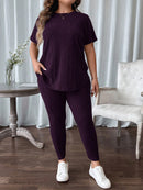 Conjunto feminino canelado Vania. Plus Size