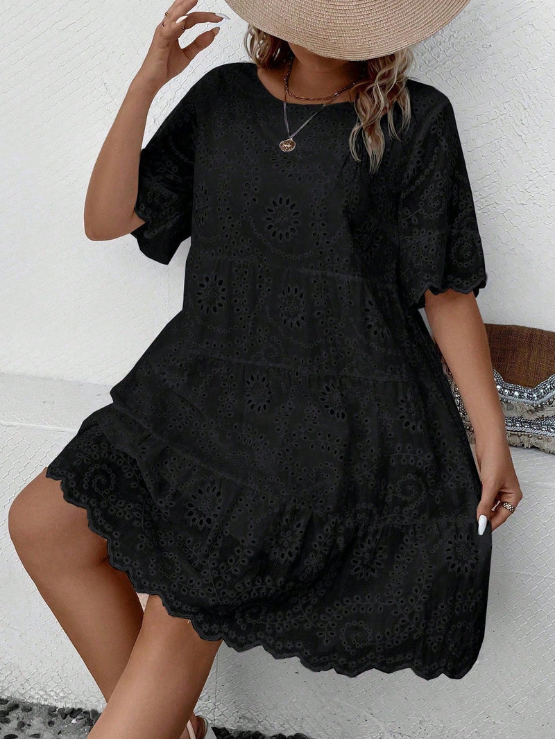 Vestido Feminino Bordado Britany Plus Size Preto / Gg E096