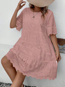 Vestido Feminino Bordado Britany Plus Size Rosa Empoeirado / Gg E096