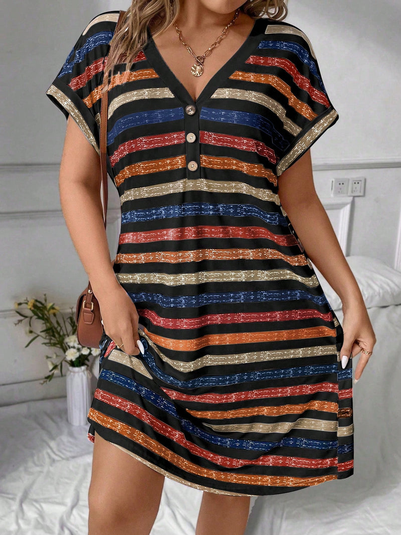 Vestido Feminino Listrado Belice Plus Size