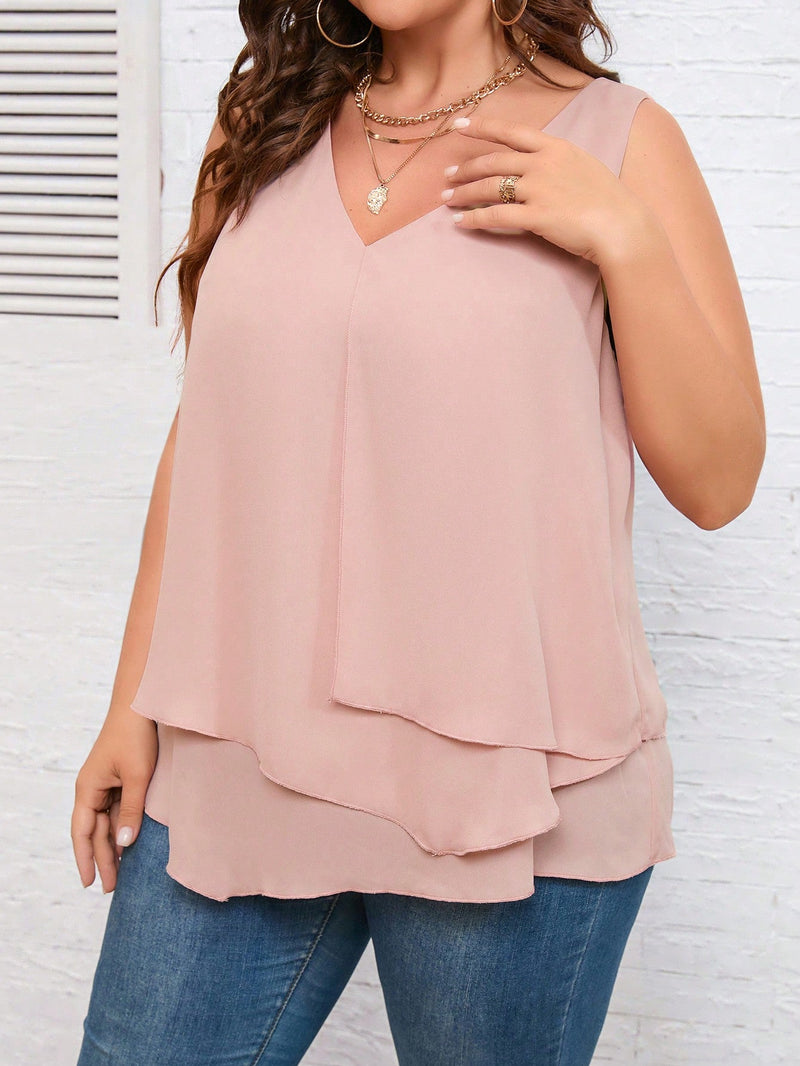 Blusa Solta Vivana Feminina Plus Size Coral / Gg E307