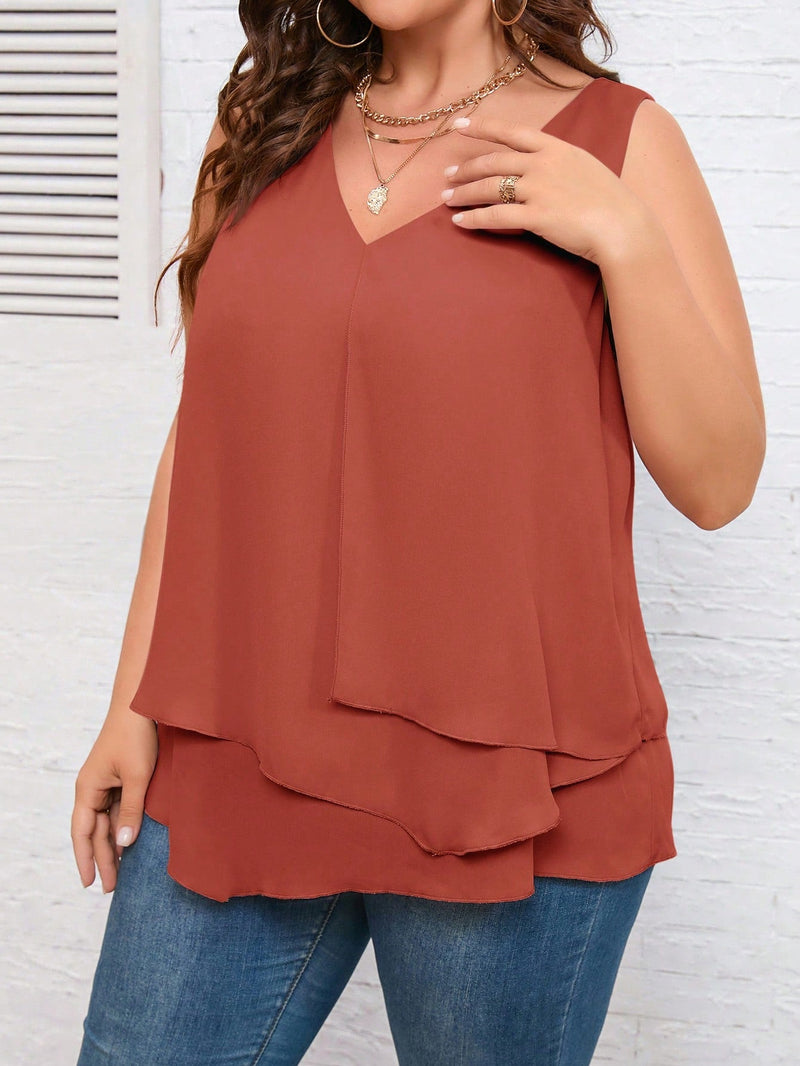 Blusa Solta Vivana Feminina Plus Size Marrom / Gg E307