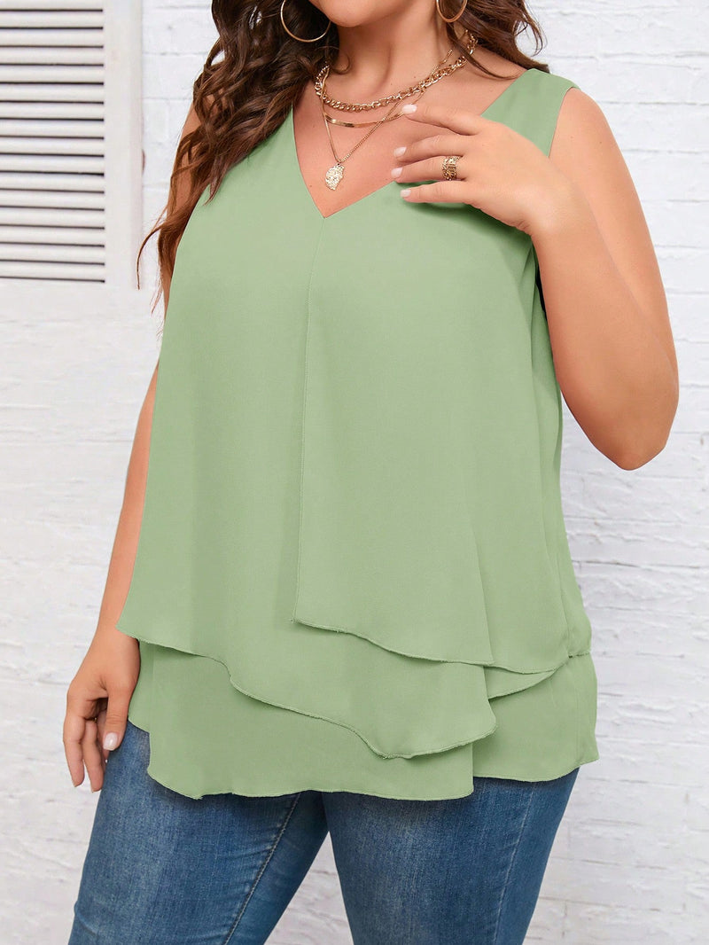 Blusa Solta Vivana Feminina Plus Size Verde Limão / Gg E307