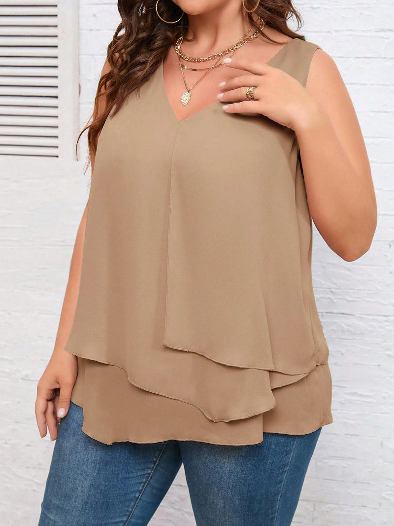 Blusa Solta Vivana Feminina Plus Size Caramelo / Gg E307