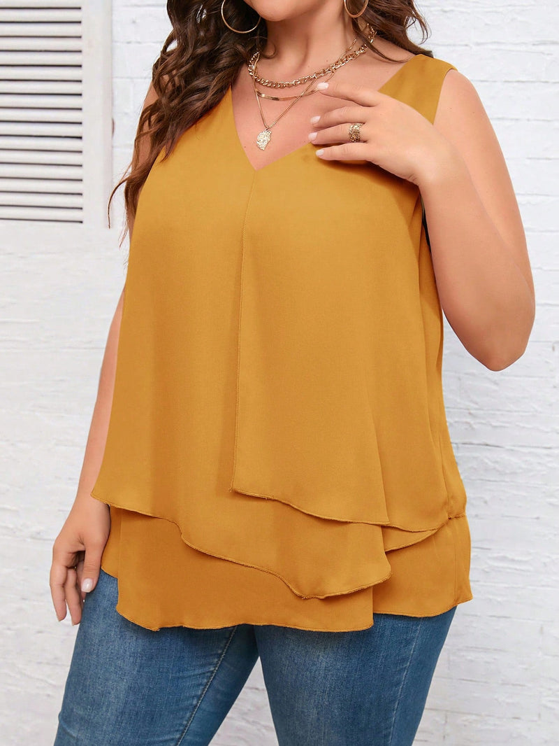 Blusa Solta Vivana Feminina Plus Size Gengibre / Gg E307