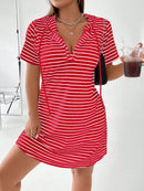 Vestido Feminino com Capuz Listrado Emily Plus Size