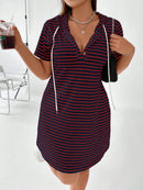 Vestido Feminino com Capuz Listrado Emily Plus Size